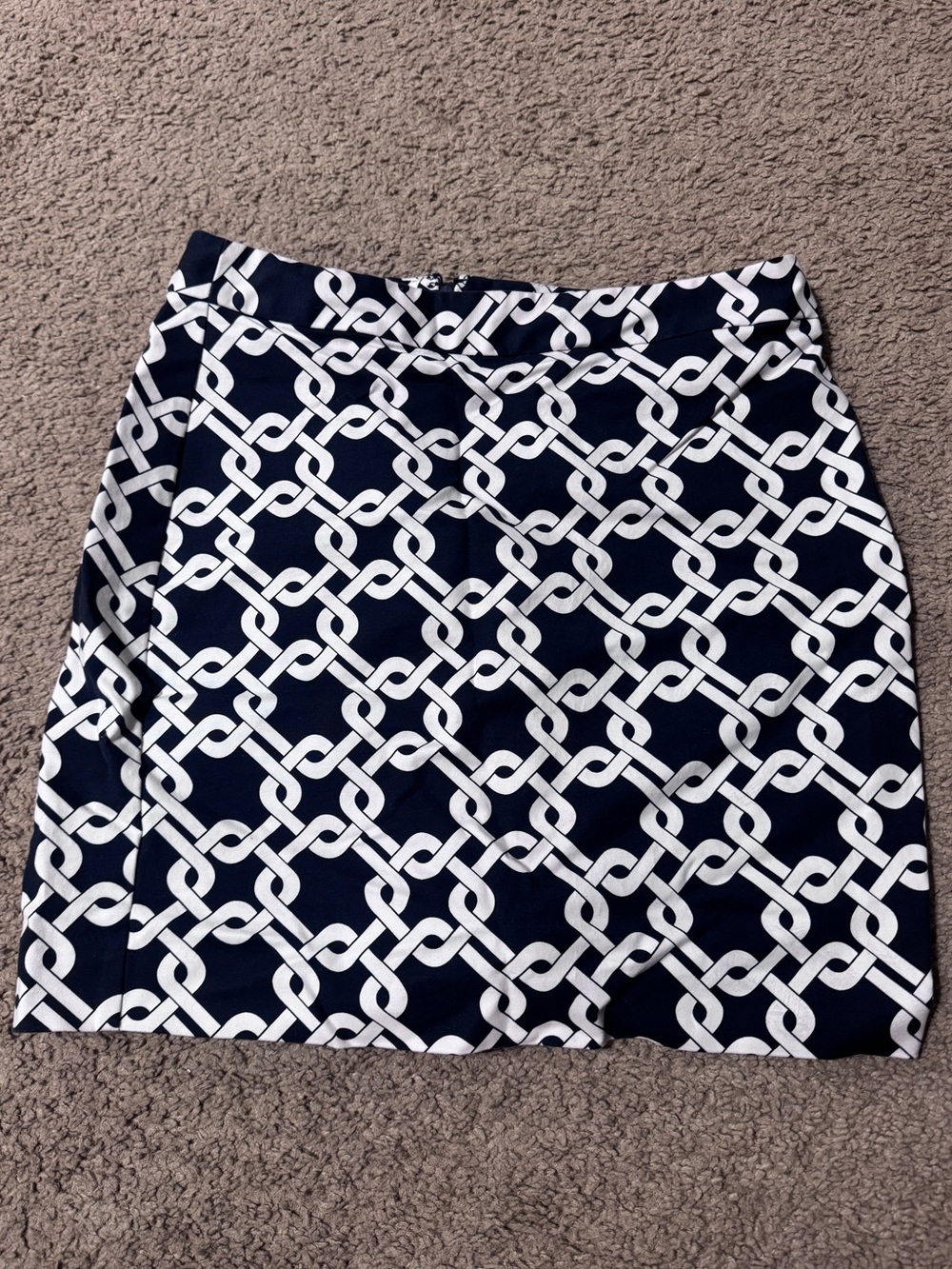 Banana Republic Navy and White Chain-Link Mini Skirt